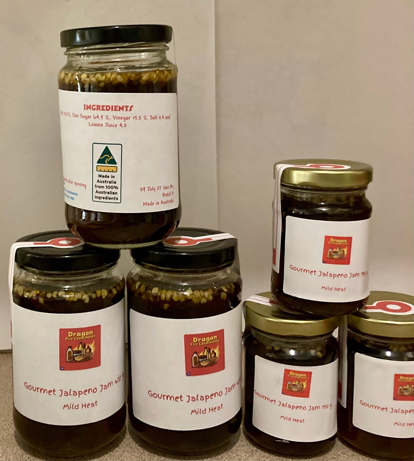 🛒 Dragon Fire Gourmet Jalapeno Jam Mild Heat • Handmade in Australia
🌶️ Sweet Meets Heat – Taste the Fire!