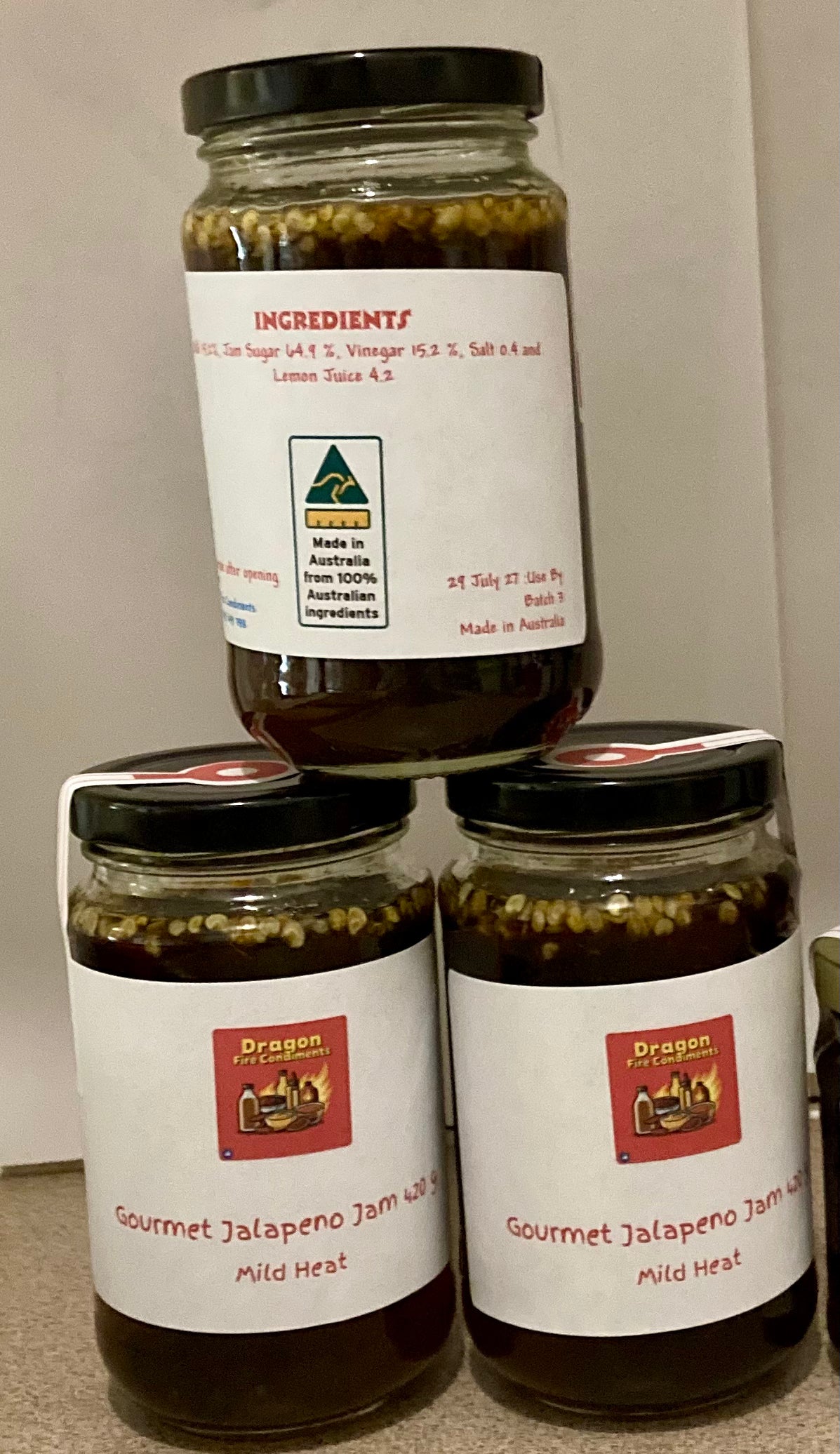 🛒 Dragon Fire Gourmet Jalapeno Jam Mild Heat • Handmade in Australia
🌶️ Sweet Meets Heat – Taste the Fire!